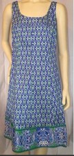 Nine West Blue Green White Scrolls Wide Strap Dress Plus Sz 22W ~ NWT