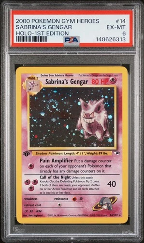2000 POKEMON GYM HEROES HOLO-1ST EDITION #14 SABRINA'S GENGAR PSA 6