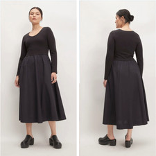 Everlane The Long-Sleeve Supima Cotton Jersey Riviera Dress Black Maxi Sz S