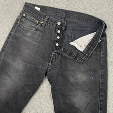 Levi's 501 Jeans Mens 34x32 Fit 32x30 Black Button Fly 501-0660 Distressed