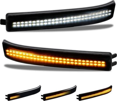 RUXIFEY Sequential Switchback Side Mirror Reflector LED Turn Amber and White 