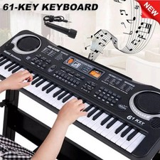 Black 61 Keys Kids Music Electronic Keyboard Electric Digital Piano Organ w/Mic