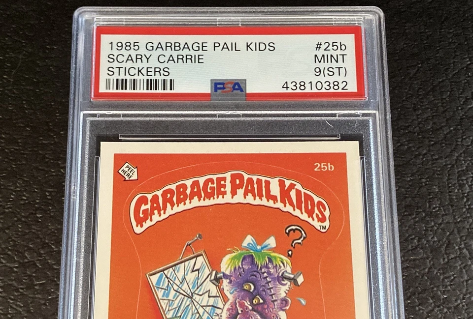 PSA 9 ST 1985 Topps Garbage Pail Kids Scary Carrie Matte Sticker #25b Series 1 - Image 2 of 3