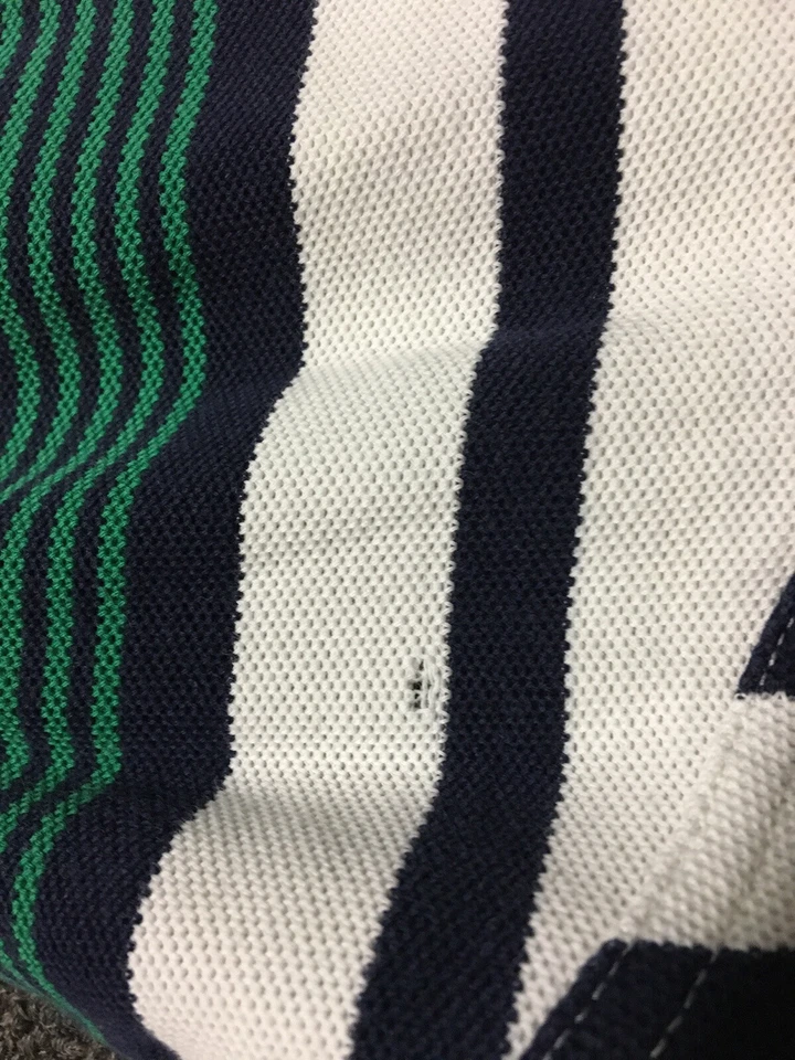 Vtg 90s Striped Colorblock Distressed Polo Shirt M Boxy Vaporwave Grunge Sailing - Image 4 of 4