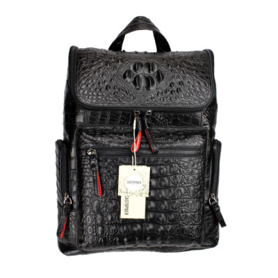 Men's Designer Backpack Genuine Leather Alligator Black Bag