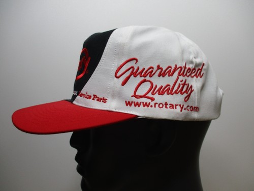Vintage Rotary Equipment 90s Black Red ColorBlock NOS Cap Snapback Hat - Picture 2 of 7