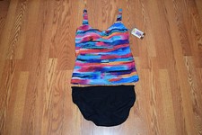 NWT Womens ESSENTIAL BY GOTTEX Multi-Colored Two Piece Tankini Swim Suit 10