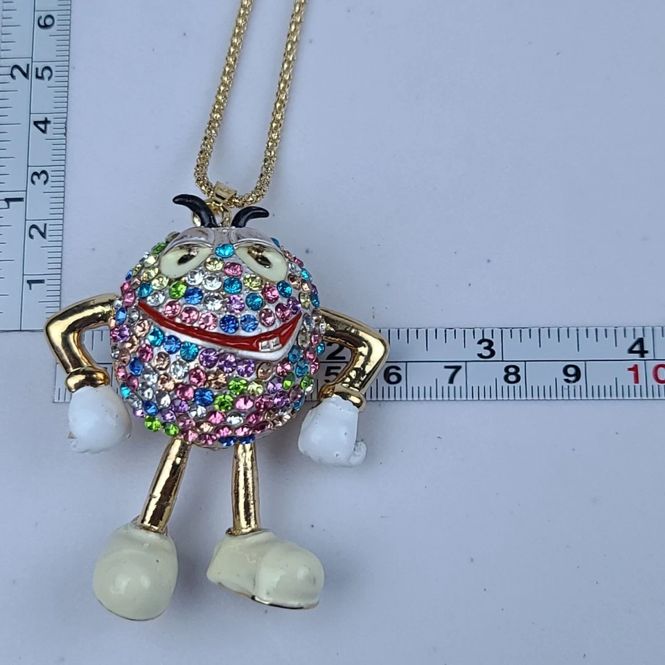 3D со стразами и филигранью золотистый M & M конфеты 26» подвеска ожерелье синий розовый - Изображение 4 из 4