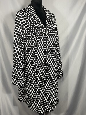 Lane Bryant Womens Coat Jacket Black White Polka Dot Pockets Collared Plus Sz 20