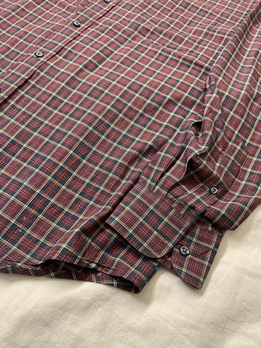 Club Room Men's Button Up Shirt Size Medium Long Sleeve Plaid Red Green yellow - 第 5/11 張圖片