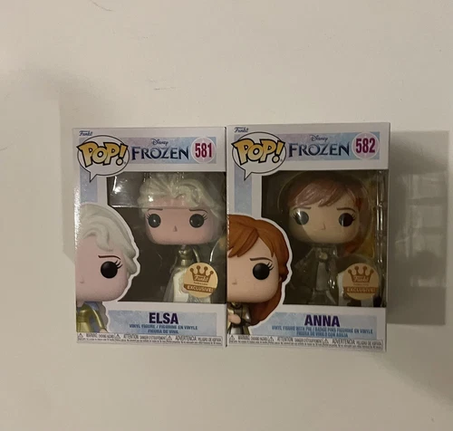 Funko Pop Disney Gold  Frozen  with pins Elsa #581 & Ana #582 - Both New