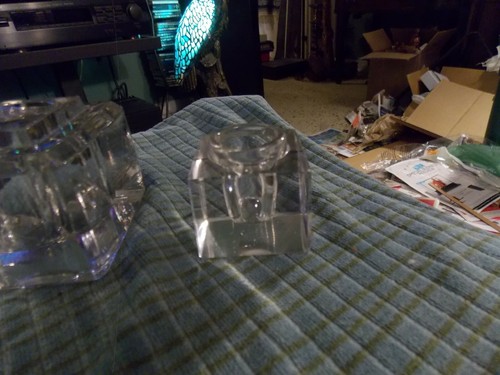 Vintage CRYSTAL GLASS INK WELL Desk Top Collector LOT OF 2 Unique NO LIDS ! - Picture 2 of 4