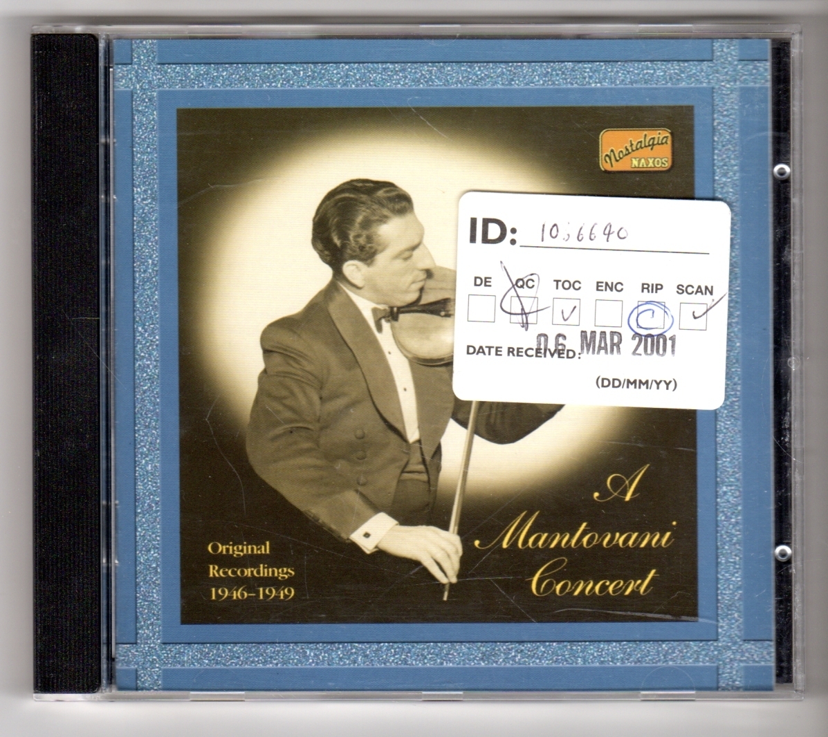 (GY156) The Mantovani Orchestra, A Mantovani Concert - 2001 CD