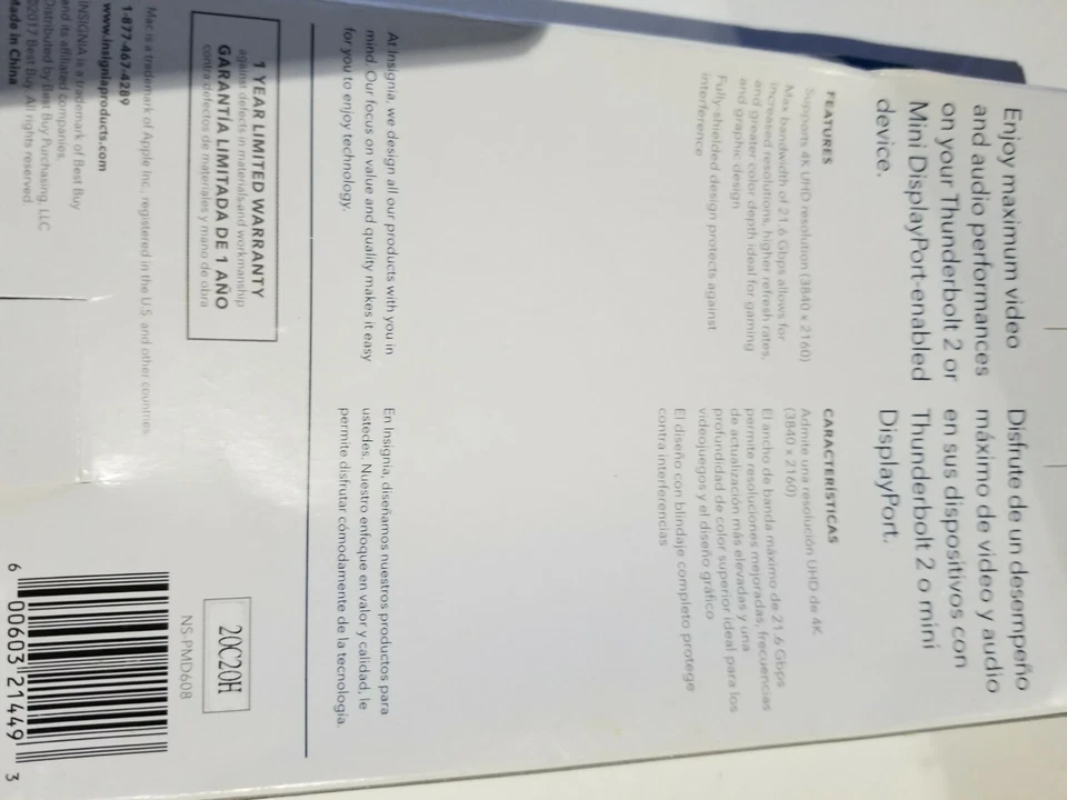 Insignia- 6' Mini DisplayPort to DisplayPort Cable - Black - Image 2 of 4