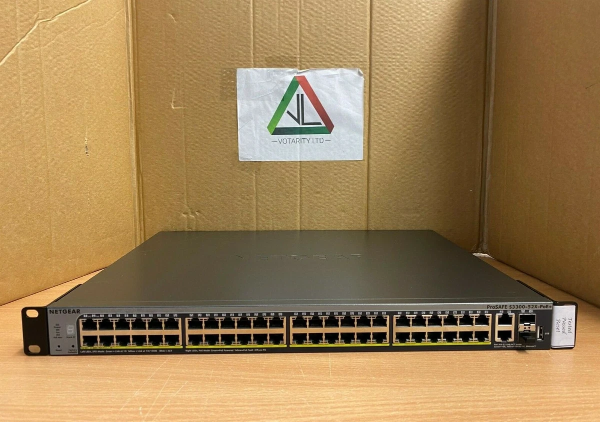 Netgear ProSafe S3300-52X-PoE+ Netgear S3300-52X-PoE+ with 4 10G 