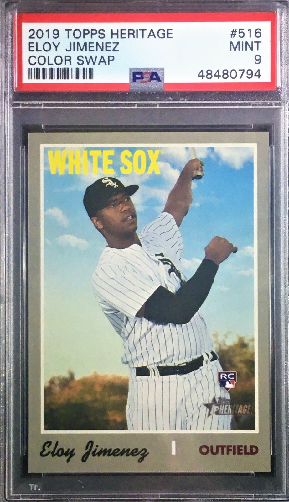 2019 Topps Heritage #516 Eloy Jimenez Color Swap SP RC PSA 9 Chicago White Sox