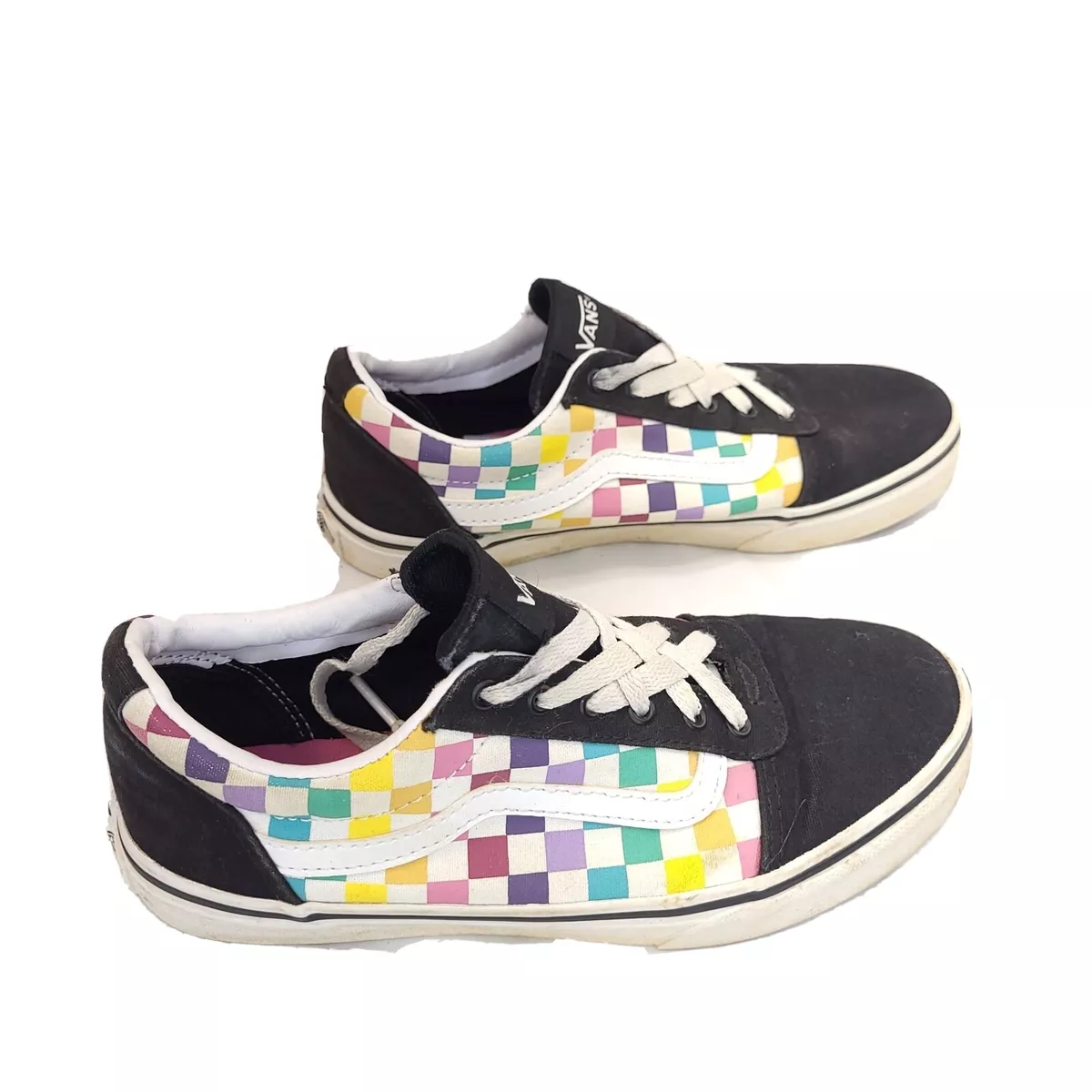 Rainbow checkerboard vans lace up hotsell
