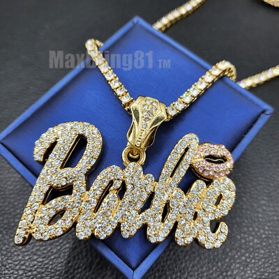 Gioiello Donna Placcato Oro Collana Donna Placcata Oro Rosa Con Ciondolo Barbie E Zirconi Cubici - Catena Cubana 18' Collana Barbie - Foto 8