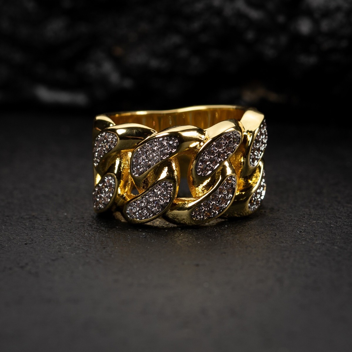 Men's Cz Iced Yellow Gold Plated Cuban Link Hip Hop