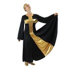 Danzcue Mädchen Langarm-Kleid – Schwarz-Gold, Größe 12-14, Mit Kreuz-Detail