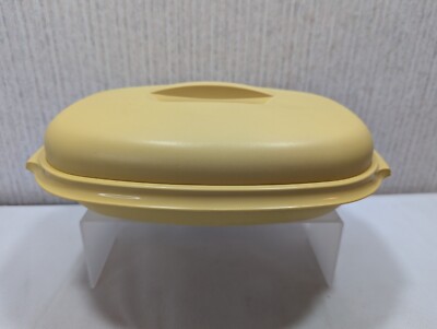TUPPERWARE MICROWAVE STEAMER W/DIVIDER 4 pieces HARVEST GOLD YELLOW 1273 Vintage