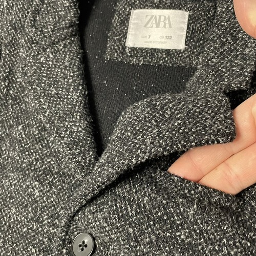 Zara Blazer Kids Youth Size 7 Black Gray Marled Knit Sweater Jacket Pockets - Picture 3 of 7