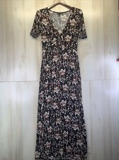 Express Womens Size M Short Sleeve Knot Front Maxi Floral Dress-6315