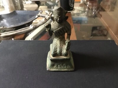 STATUETTE BRONZE DIVINITE BOUDDHISTE ORIGINE THAILANDE - Photo 1/4