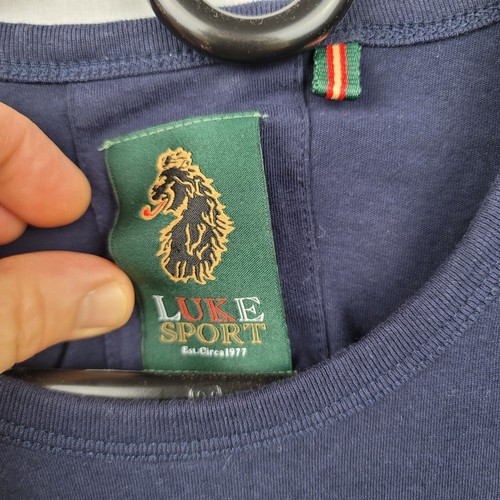 Luke Sport T-shirt Navy Blue Size 2 / Med Embroidered Logo Sleeve Tag Split Hem - 第 2/24 張圖片
