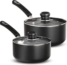 Utopia Kitchen Nonstick Saucepan Set with 1QT + 2QT (Pack of 1), Grey-Black 