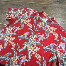 Vintage Paradise Found Hawaiian Shirt Mens 2XL Red Floral Magnum PI-READ