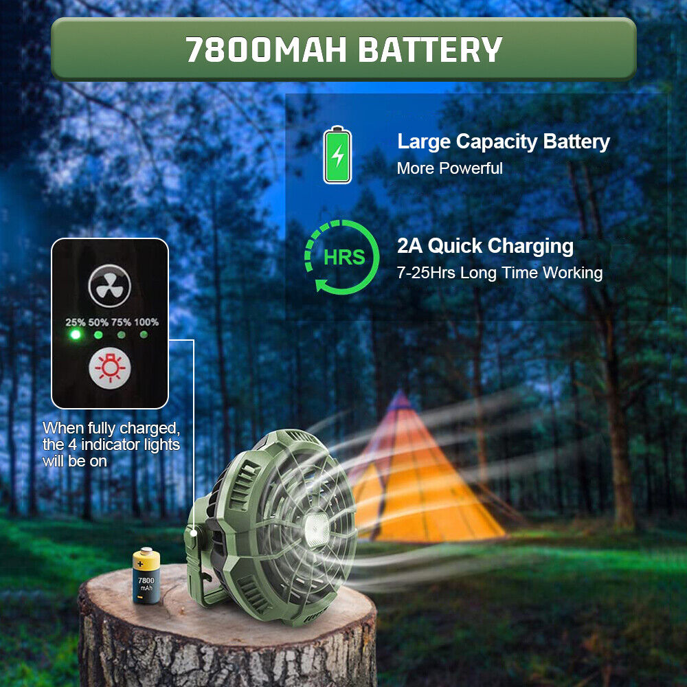 Camping Fan with LED Lantern, 7800mAh Rechargeable Portable Tent