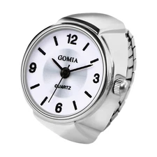 Men Women Creative Simple Round Dial Ring Watch Elastic Band Quartz Finger Watch