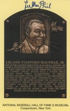 Lee MacPhail- Signed Hall of Fame Plaque Card