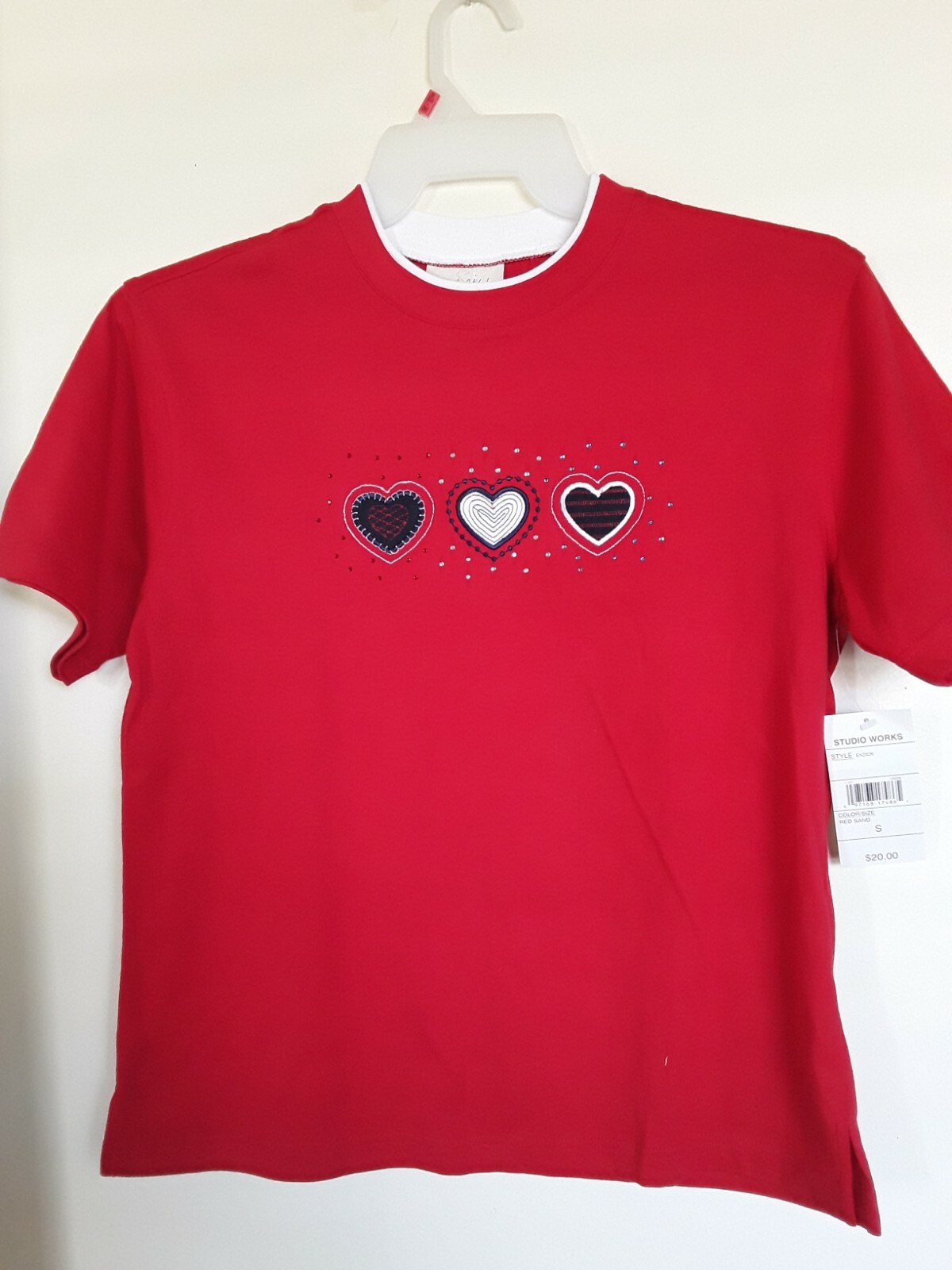 Women's Misses Studio Works Short Sleeve Red Cotton Shirt Size S New