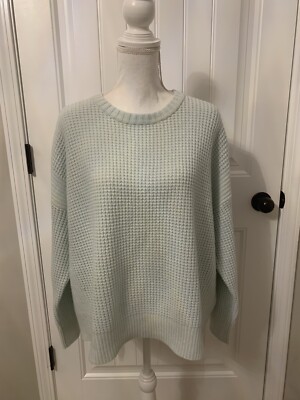 New Eileen Fisher Lofty Recycled Cashmere Crew Neck Top Clearwater Sz XL