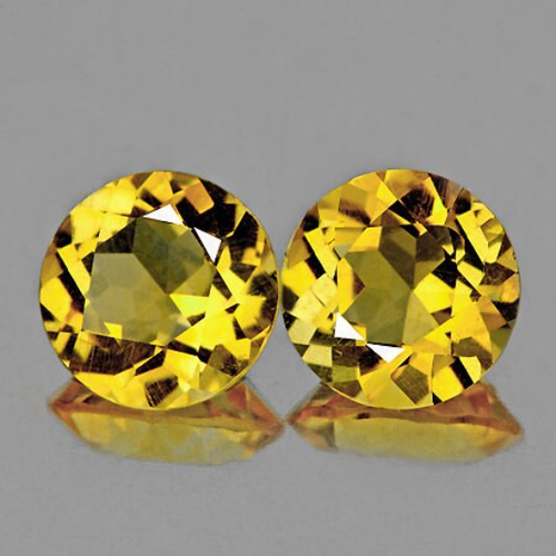 Golden Yellow Citrine Round 7.00 mm 2 pieces , Flawless-VVS Clarity, Natural - Picture 1 of 2