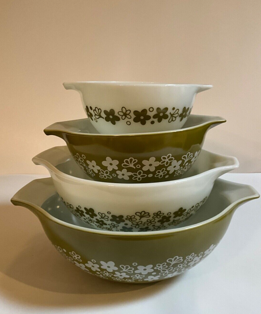 Vintage Pyrex Crazy Daisy Spring Blossom Green Cinderella Mixing