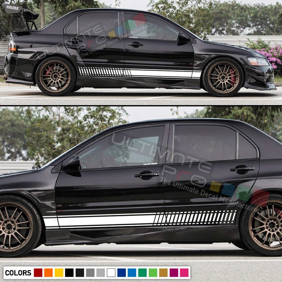 Decal Stripes for Mitsubishi Lancer Evolution 7 8 9 Spoiler Lip skirt 2003 2007 - Image 4 of 4