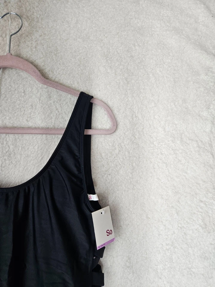 So Girls Swimsuit Extra Large Black Nylon Blend Sleeveless One Piece Swimwear - Imagem 3 de 4