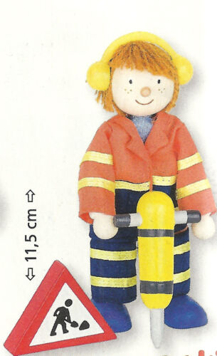 Goki 51631 - bending doll construction worker II dollhouse wood NEW - Picture 1 of 2