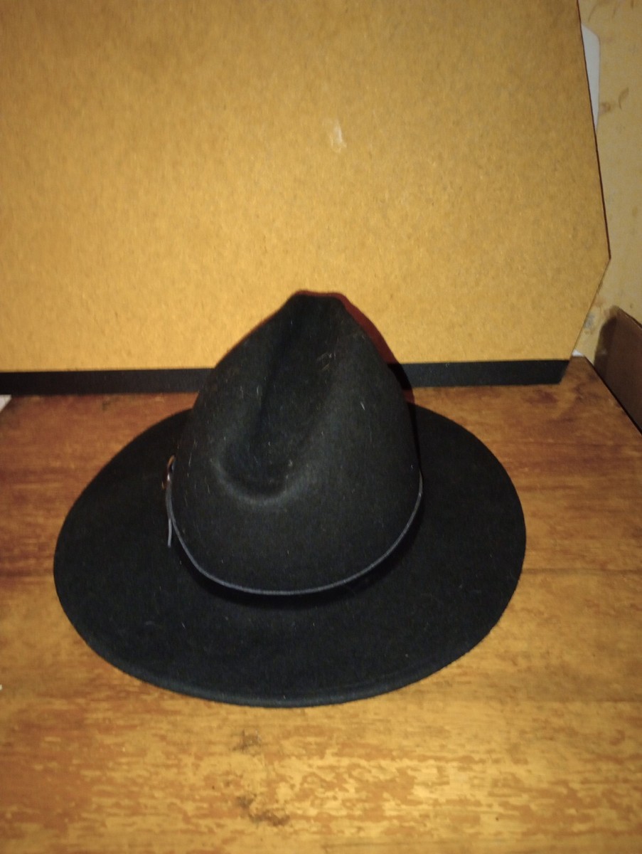 TLS Classic Black Wool Felted Hat Size Small Vintage Brim  display picture 2
