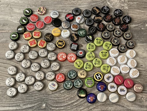 BEER Metal BOTTLE CAPS Lot caps/lids. Crafts Bottle Opener Used