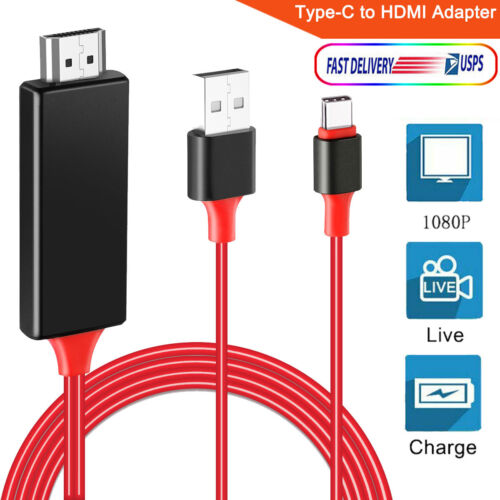 USB-C Type C to HDMI 1080P 4K HD TV Cable Adapter For iPhone 16 15 Pro Max Plus