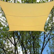 16.5’ Foot Square UV Sun Shade Sail Canopy Sand Waterproof Polyester Patio Cover