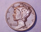 1935-S  Mercury Head Silver Dime  **129-6A