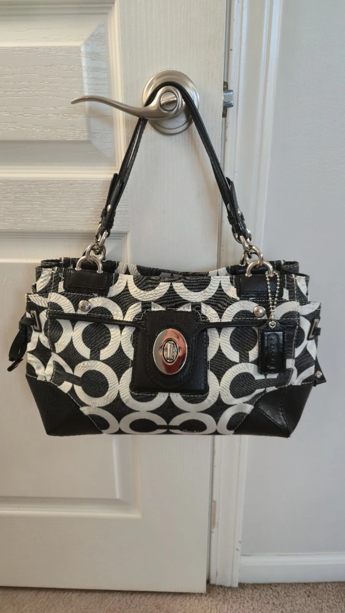 Coach Black And White Signature Handbag for sale | eBay