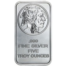 5 Troy oz Buffalo .999 Fine Silver Bar Sealed 94.43 per troy oz