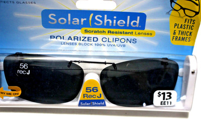 SOLAR SHIELD POLARIZED CLIPONS 56 recJ SCRATCH RESISTANT LENSES