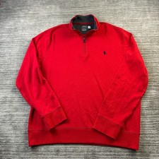 Polo Ralph Lauren Sweater Mens Large Red Quarter Zip Pony